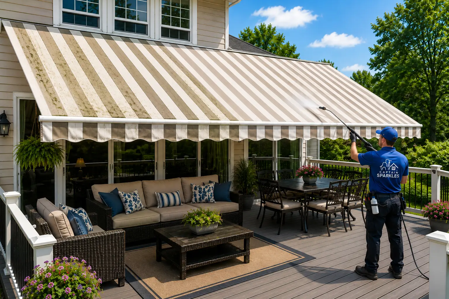 Residential and commercial awning cleaning by Captain Sparkles