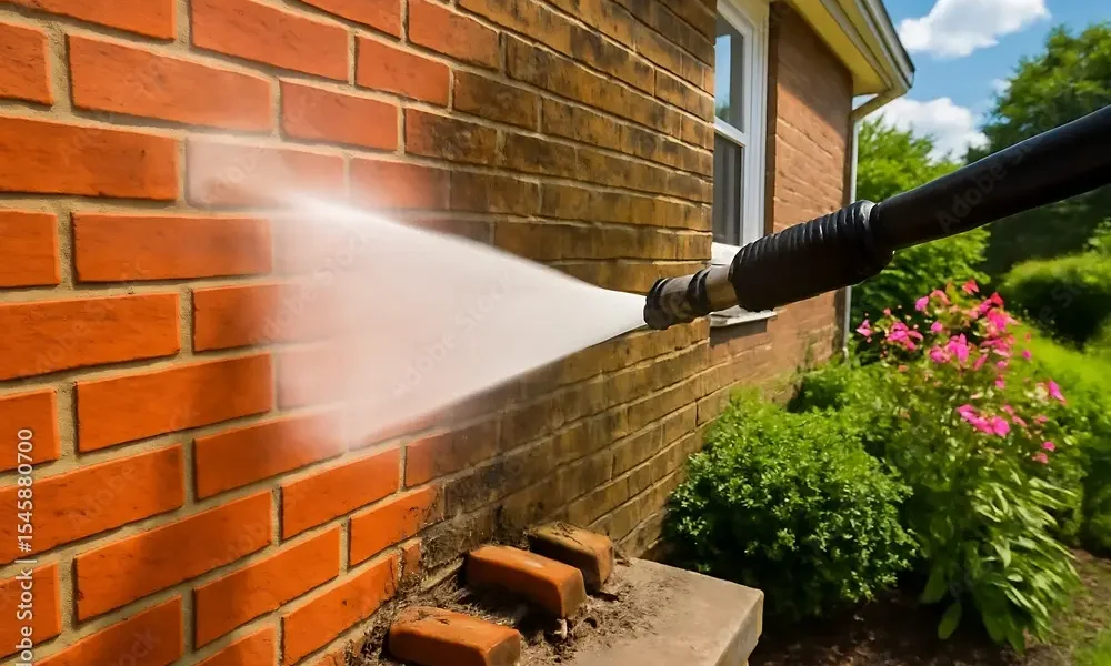 pressure wash brick house 2